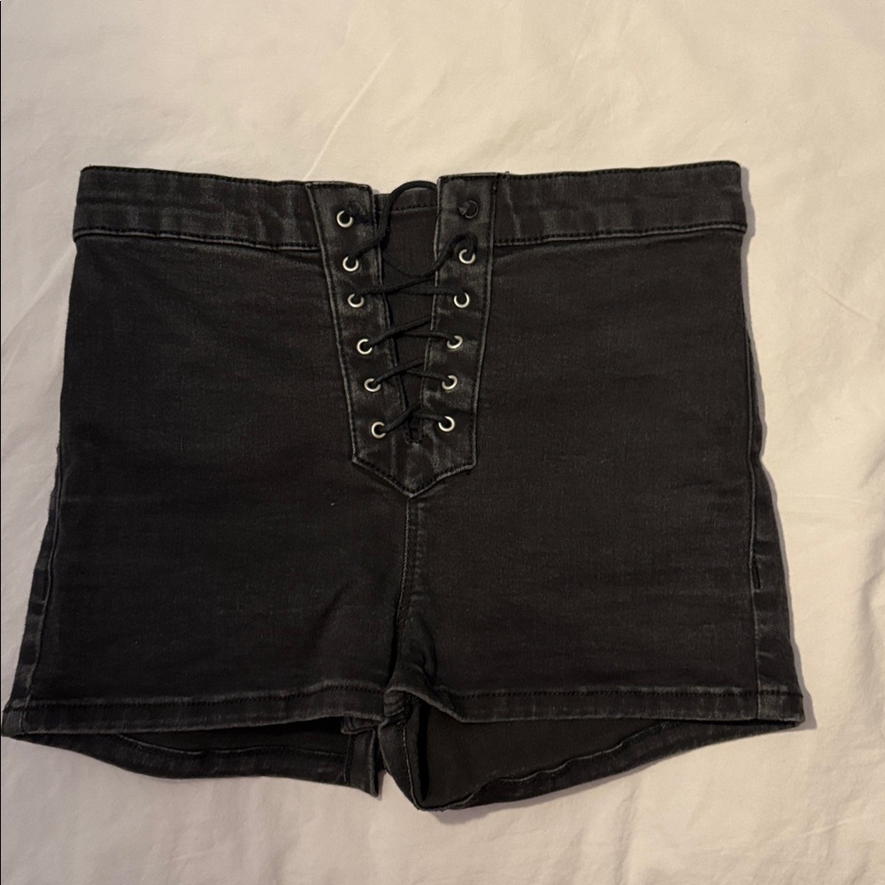 Lace-Up High-Waisted Shorts